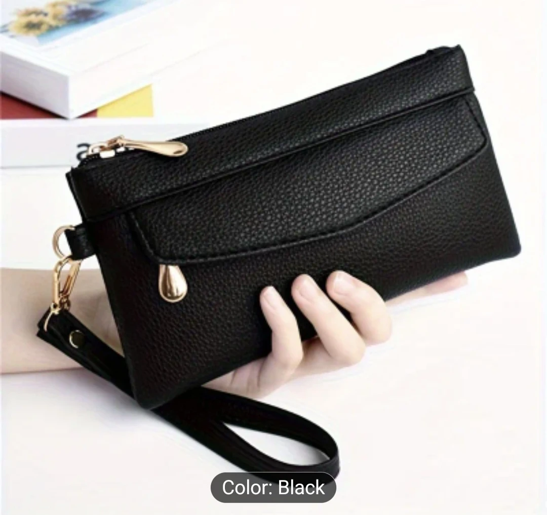 Black Faux Leather Wristlet Clutch Wallet - photo 2