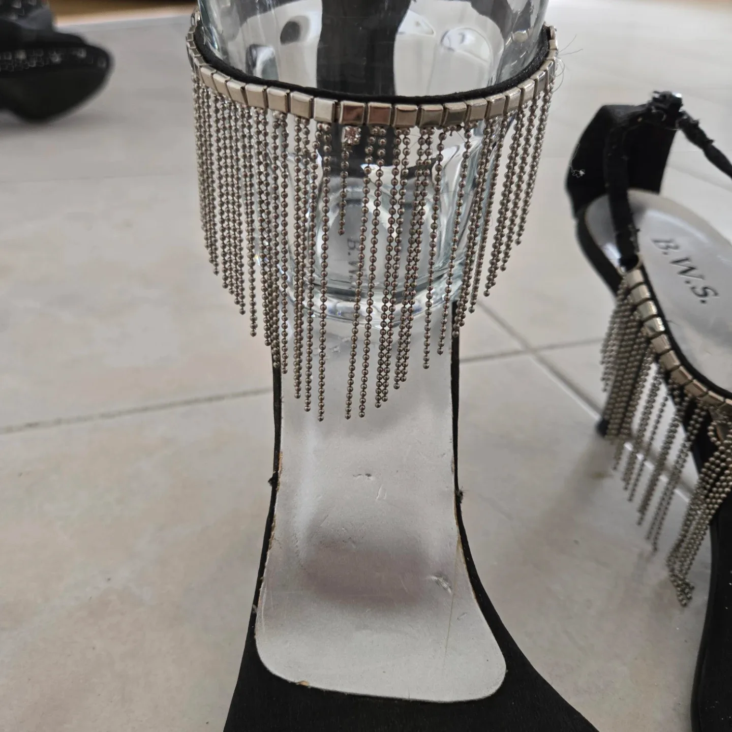 Black Heels with Silver Fringe