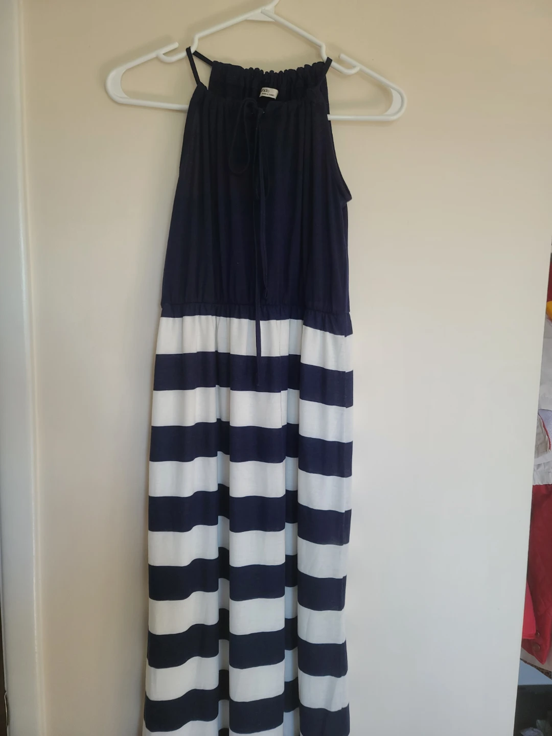 Navy and White Striped Maxi Dress