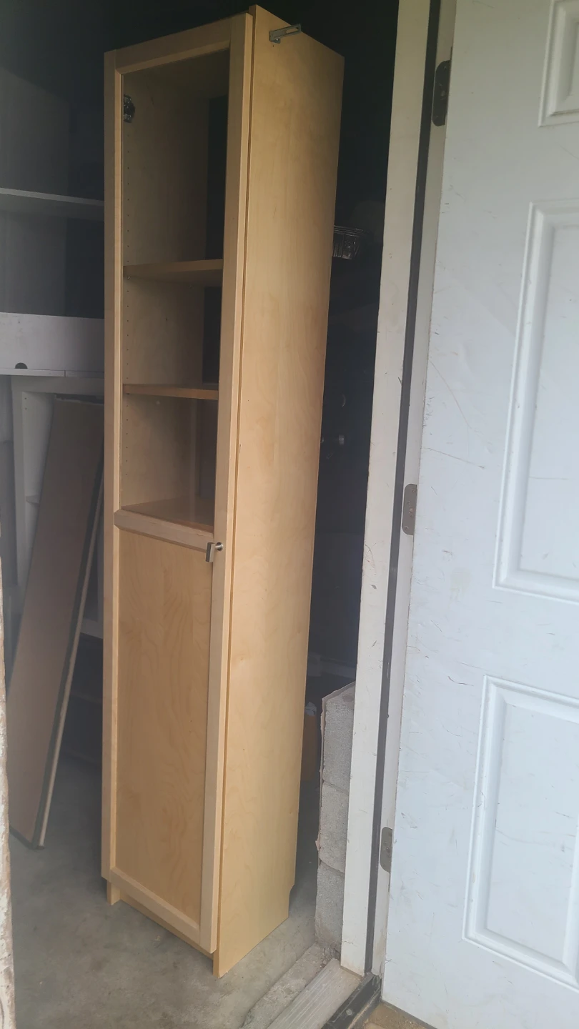 Tall wood storage cabinet with glass door - photo 3