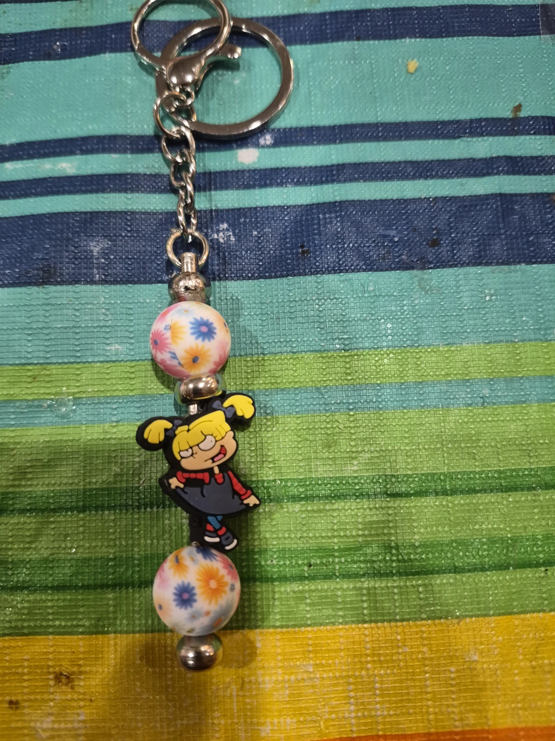 Handmade RuGrats Themed Beaded Pen and Keychain Set