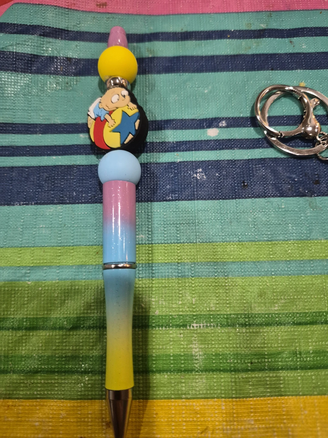 Handmade RuGrats Themed Beaded Pen and Keychain Set - photo 2