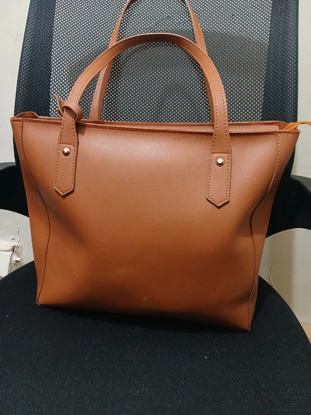 Brown Faux Leather Tote Bag - photo 4