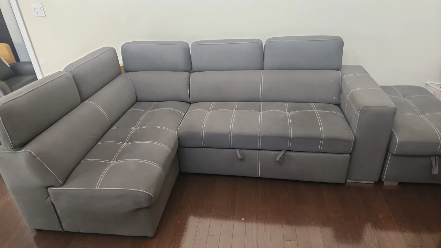 Grey Sectional Sofa with Storage Ottoman