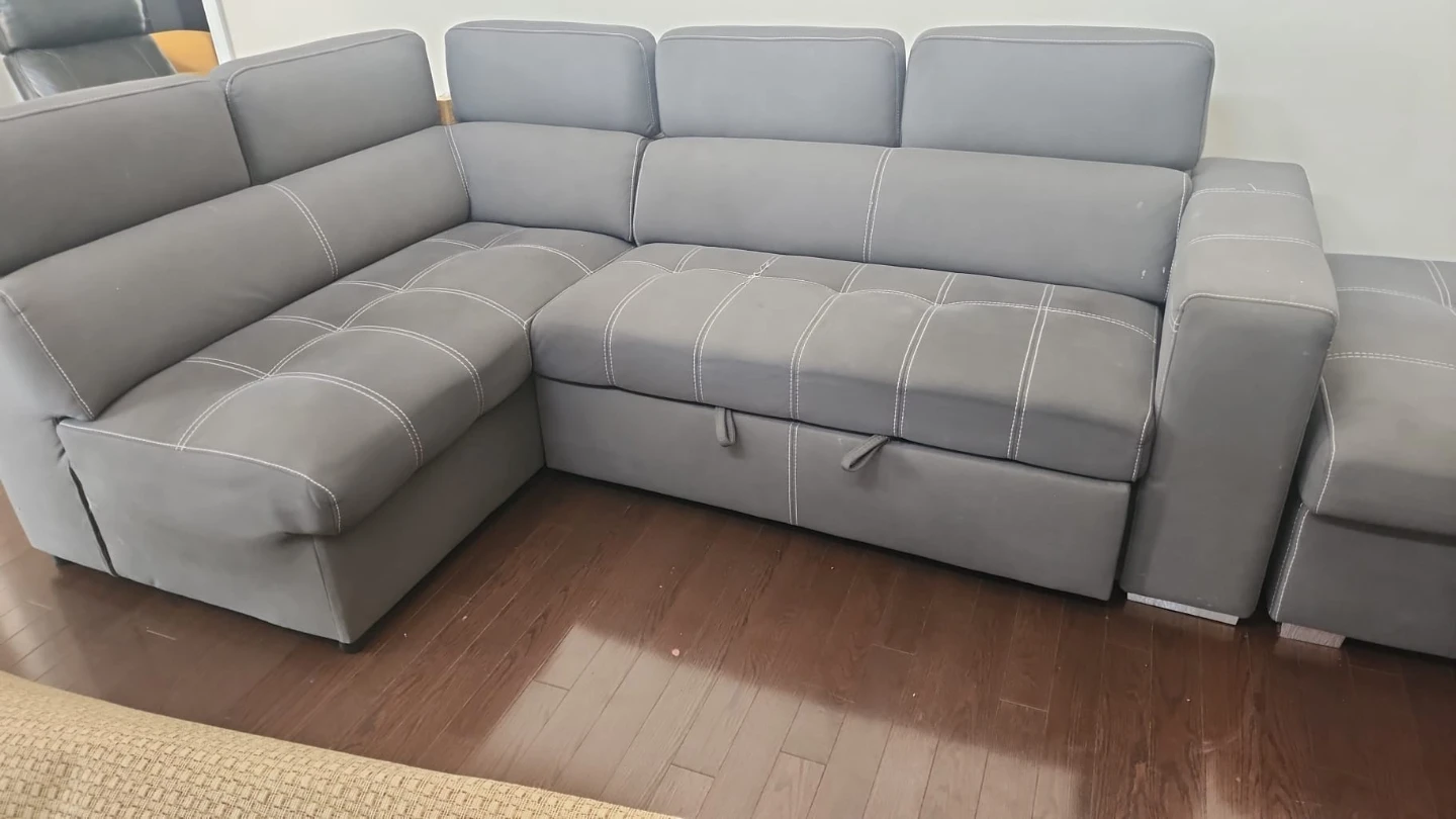 Grey Sectional Sofa with Storage Ottoman - photo 2