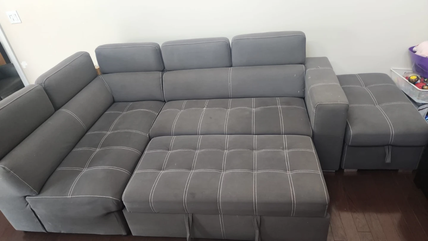 Grey Sectional Sofa with Storage Ottoman - photo 3