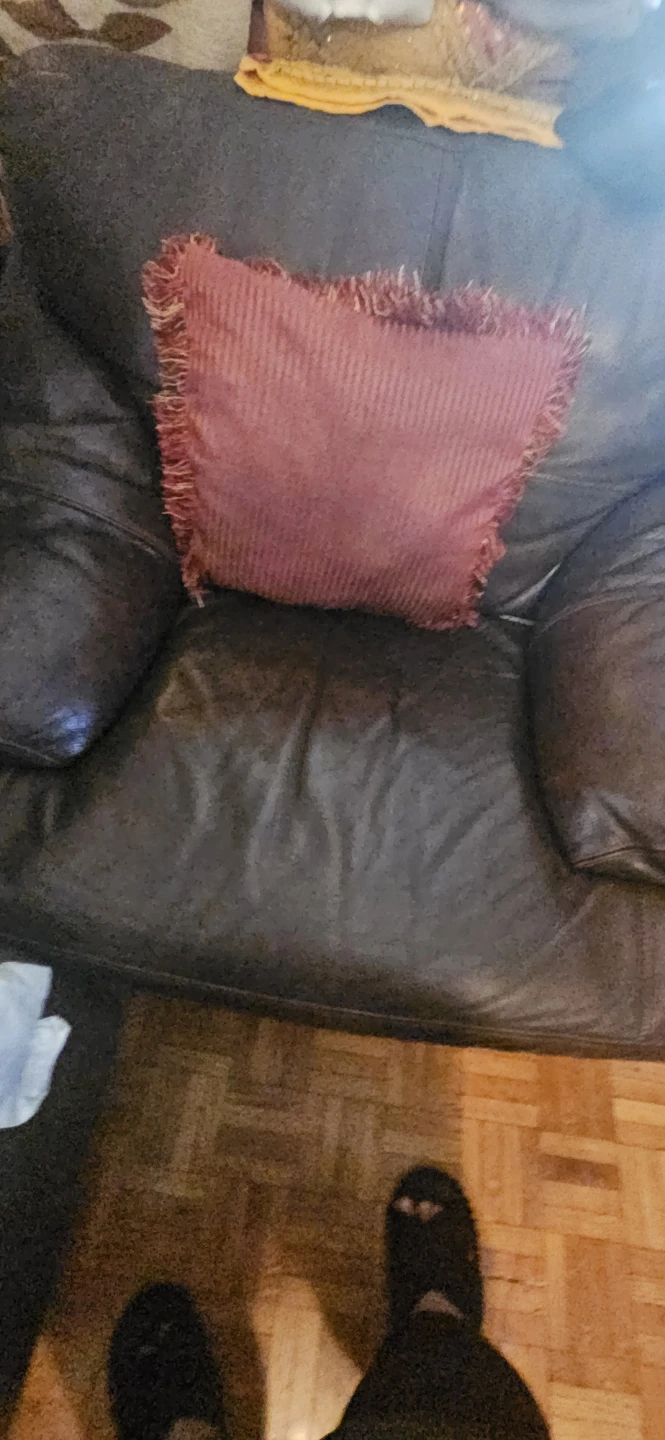 Brown Leather Sofa and Ottoman