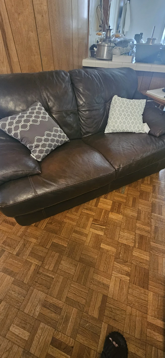 Brown Leather Sofa and Ottoman - photo 2