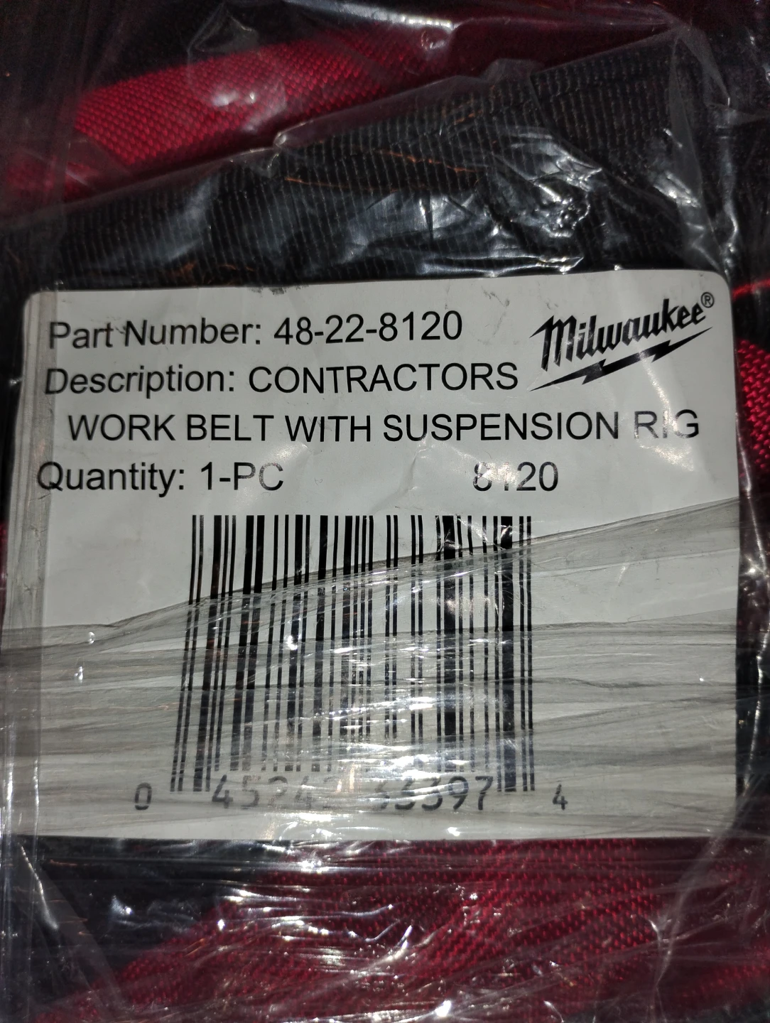 Milwaukee Work Belt with Suspension Rig