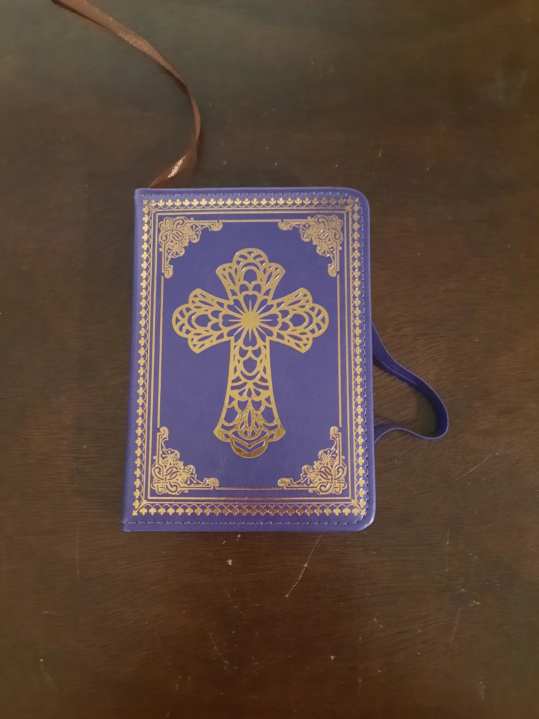 Purple  Note Book  with Gold Cross Design