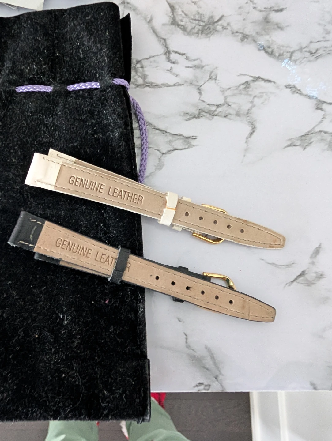 Genuine Leather Watch Straps - Black & Cream