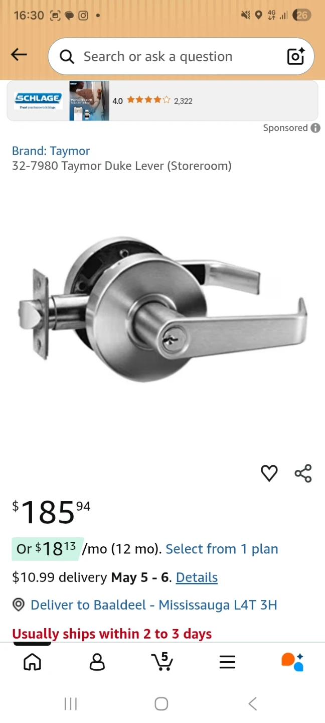 Taymor Duke Commercial Lockset - Satin Chrome - photo 5