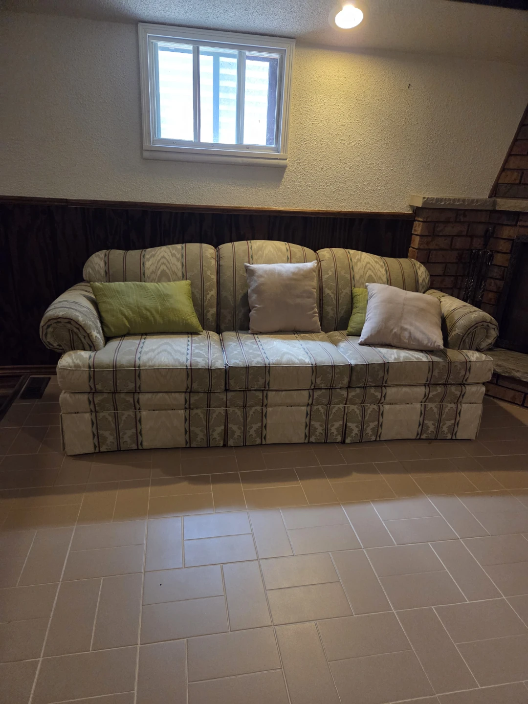 Striped Sofa with Pillows