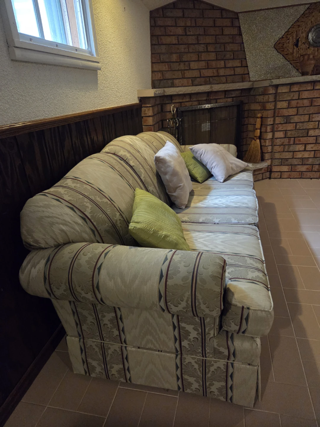 Striped Sofa with Pillows - photo 2
