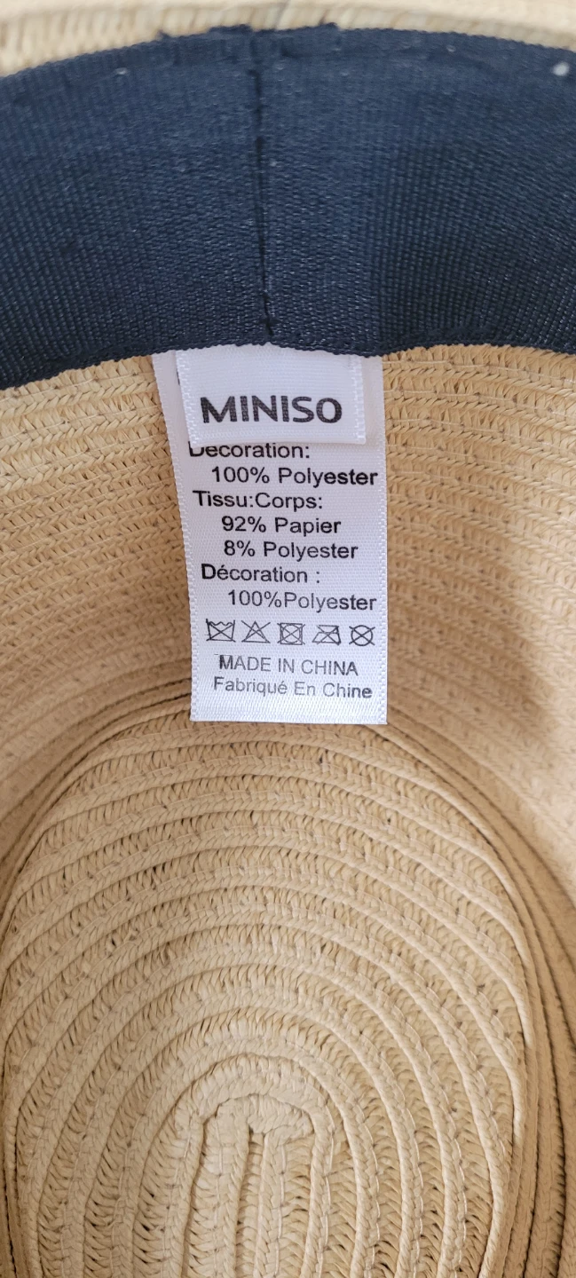 MINISO Straw Fedora Hat with Black and White Band - photo 4