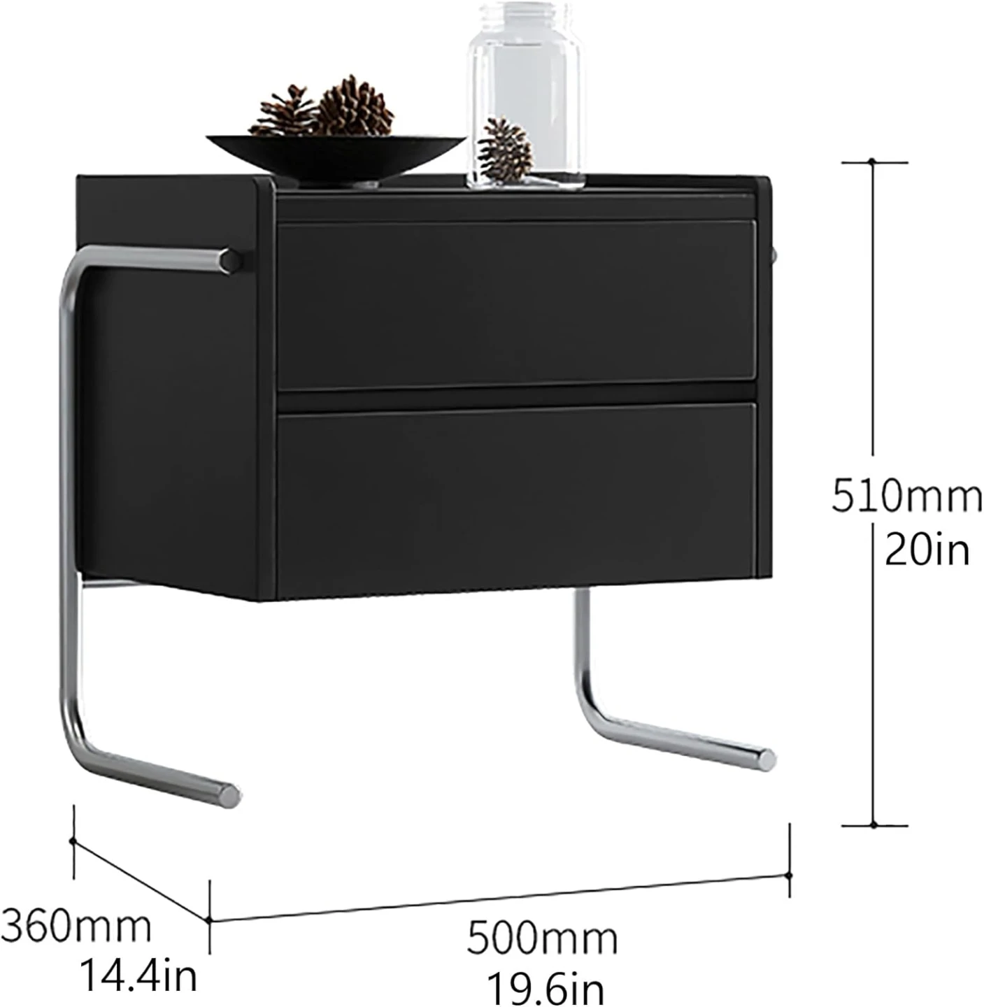 Brand 🆕 -Black 2-Drawer Nightstand - photo 2