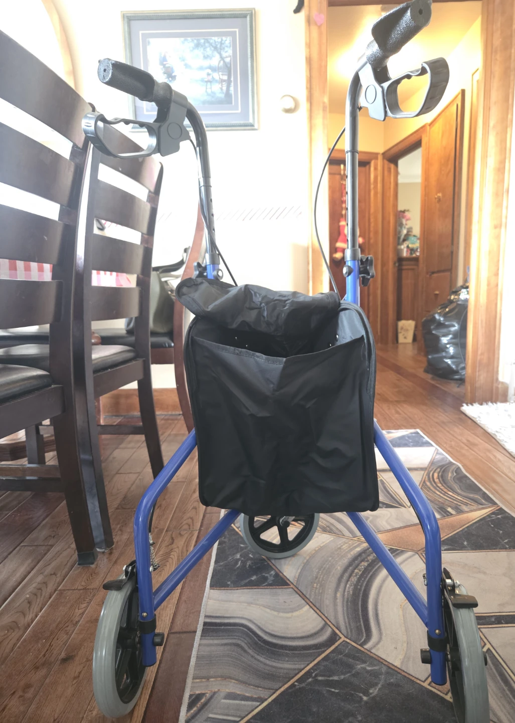Blue 3-Wheel Walker with Bag
