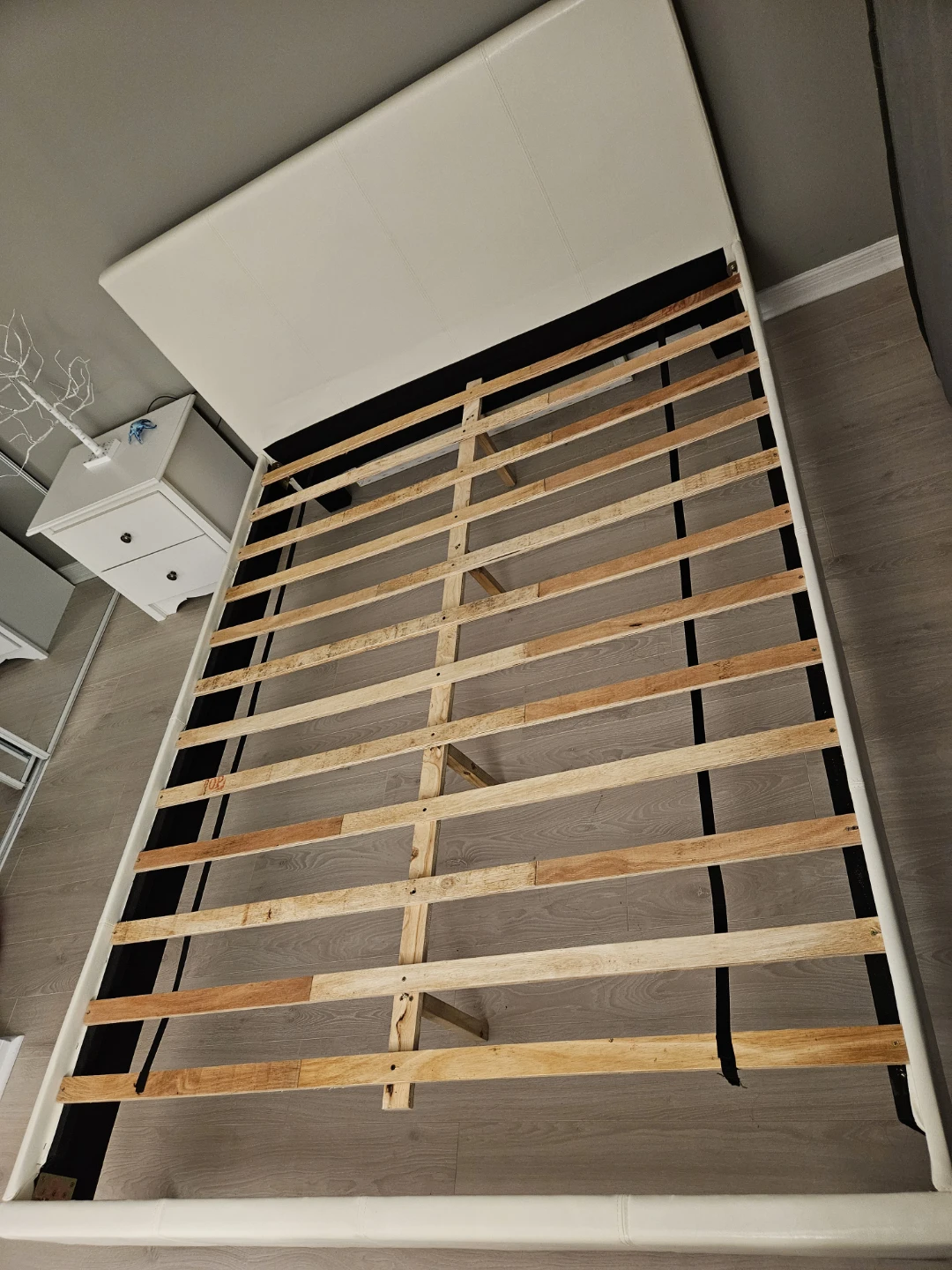 White Faux Leather Platform Bed Frame