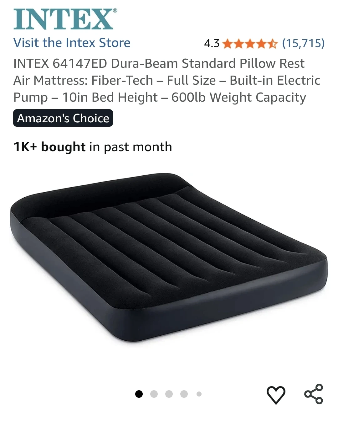 INTEX Dura-Beam Standard Pillow Rest Air Mattress - Full Size