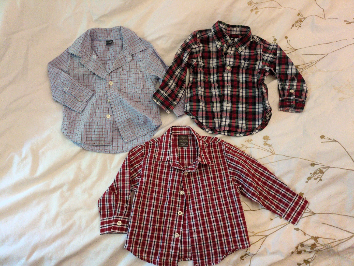 Boys Plaid Long Sleeve Button-Up Shirts (3-Pack)