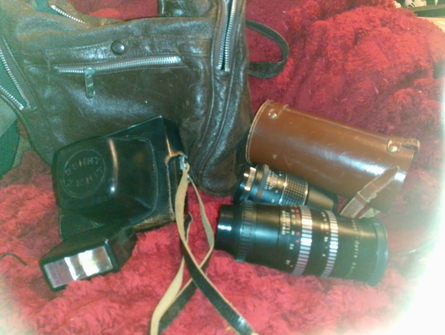 Zenit EM 35mm Film Camera with Lenses and Flash