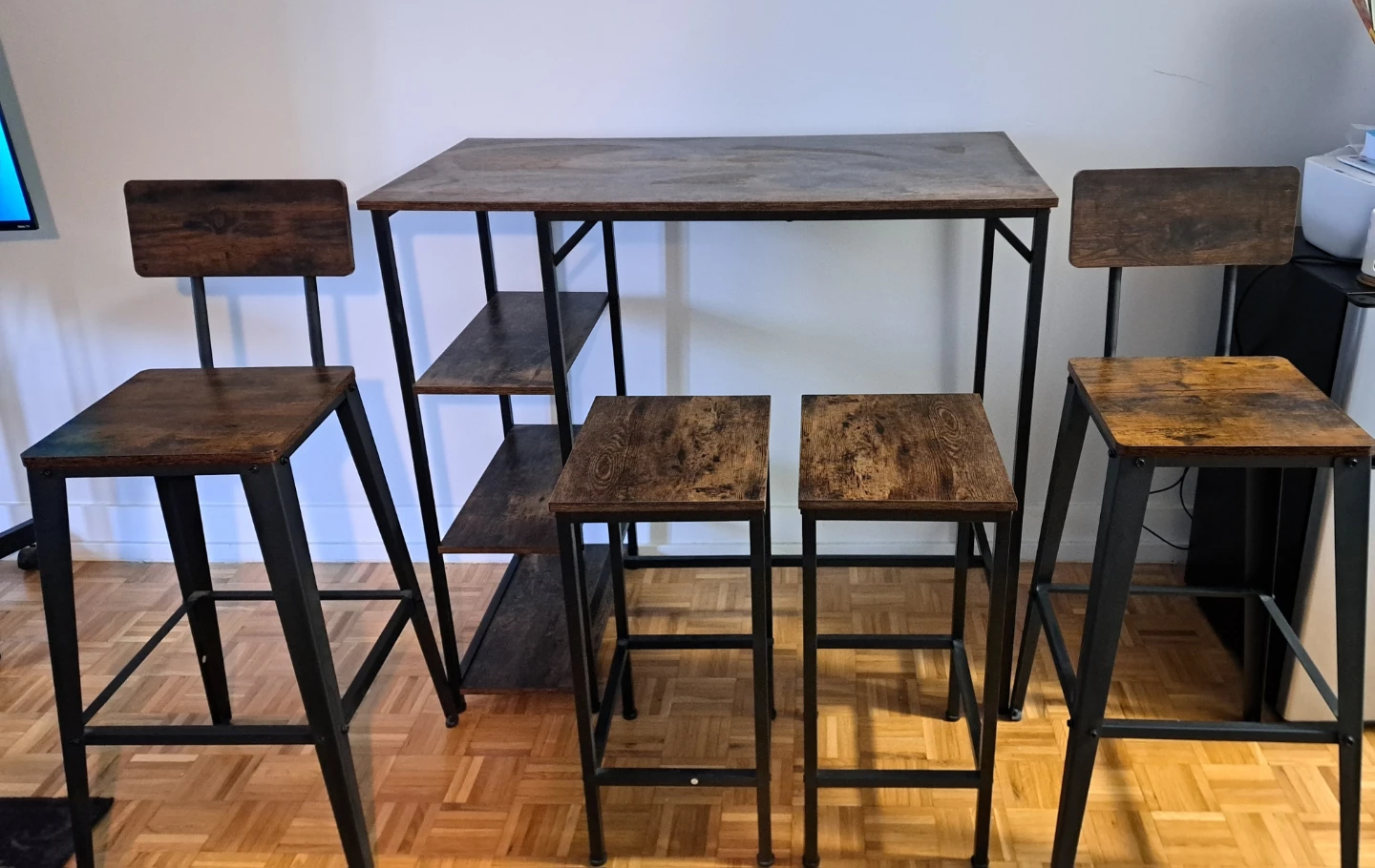 Rustic Brown & Black Bar Table Set