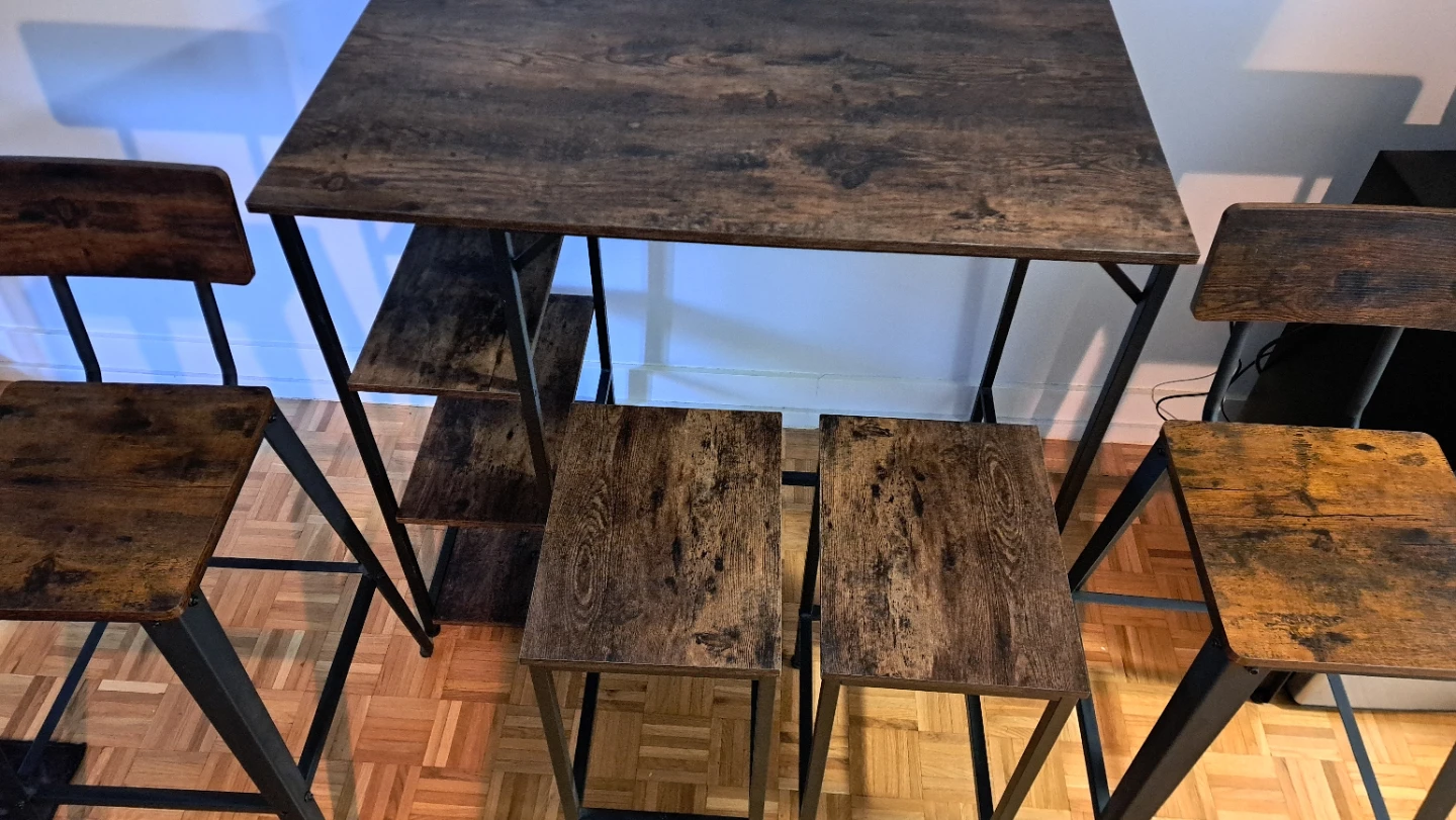 Rustic Brown & Black Bar Table Set - photo 2