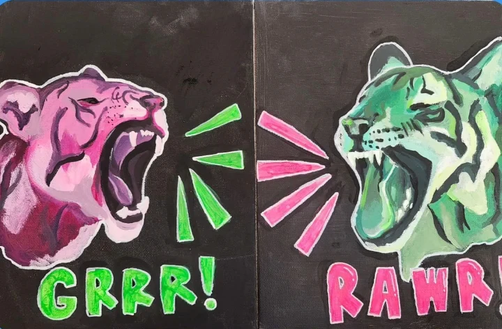 Acrylic painting 8×10 - Roaring Tigers