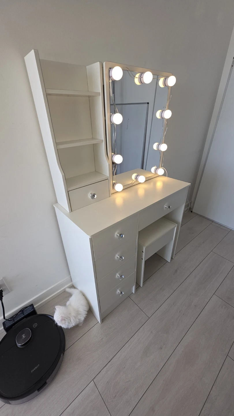 Makeup Vanity with Lights and Stool
