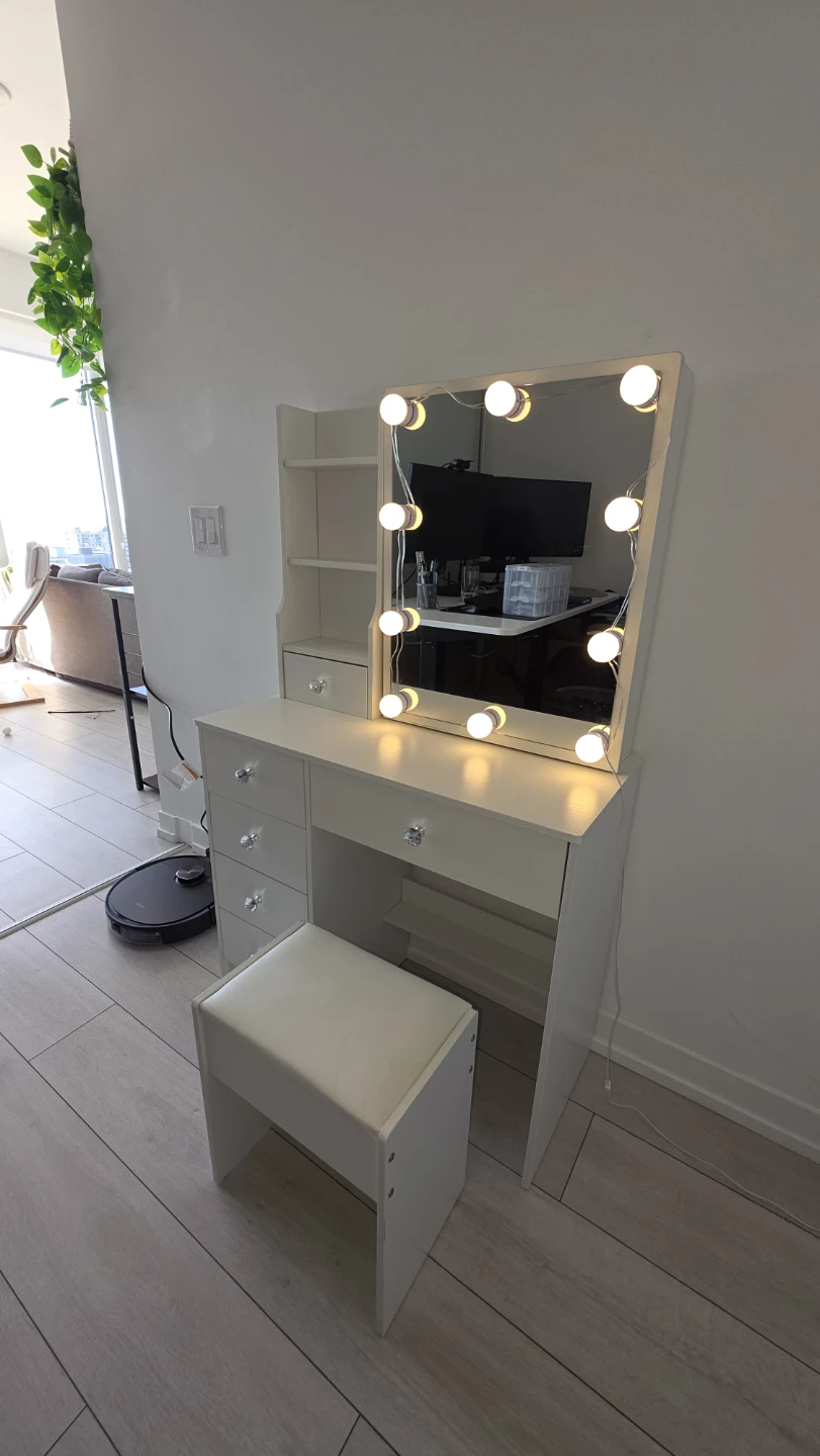 Makeup Vanity with Lights and Stool - photo 3