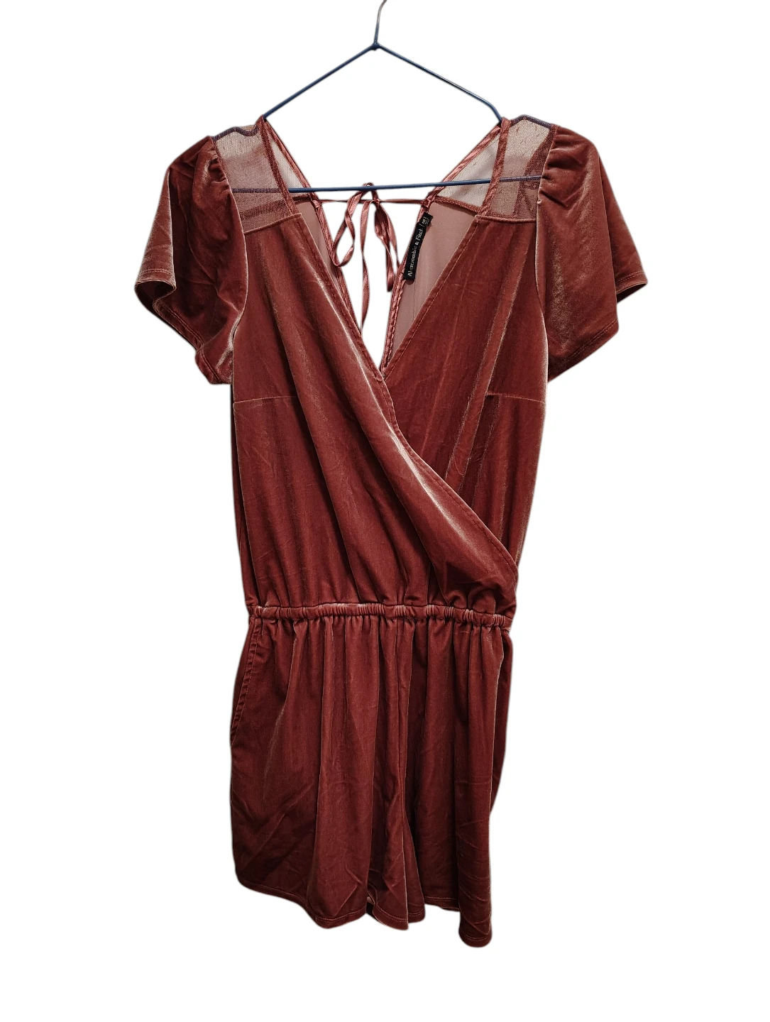 🔥 Abercrombie & Fitch Rust Velvet Tie-Back Romper - Size M - photo 2