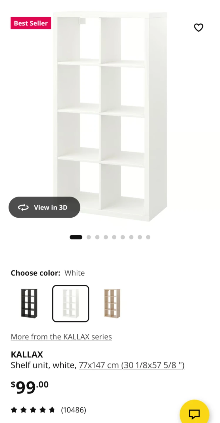 IKEA KALLAX Shelf Unit - White, 77x147 cm