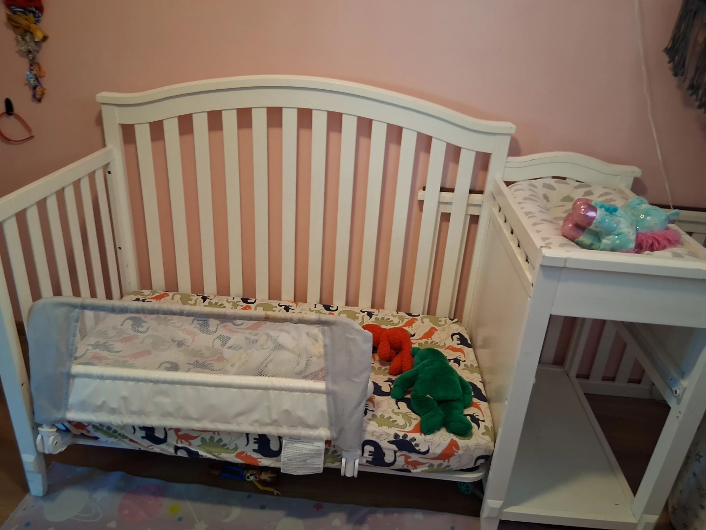 White Convertible Crib with Toddler Rail