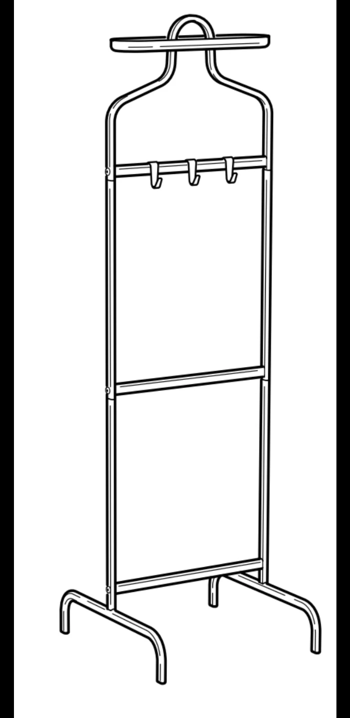 Black metal valet stand (clothes rack) with tray and hooks - photo 2