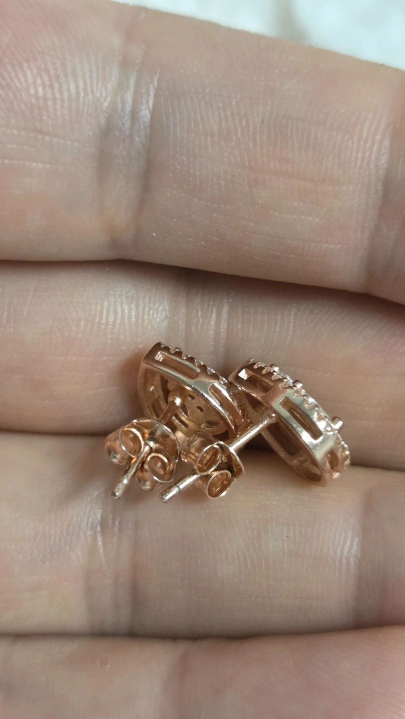 925 Silver, Rose Gold polished Studs - photo 3