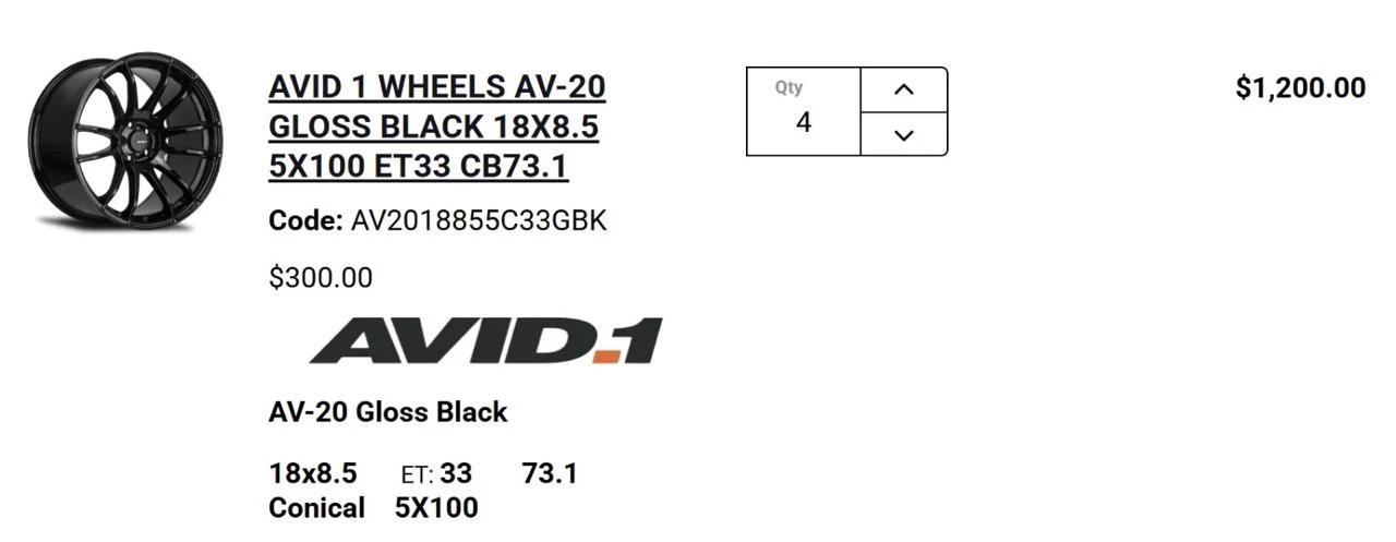 18” AVID Matte Black Rims – Set of 4
