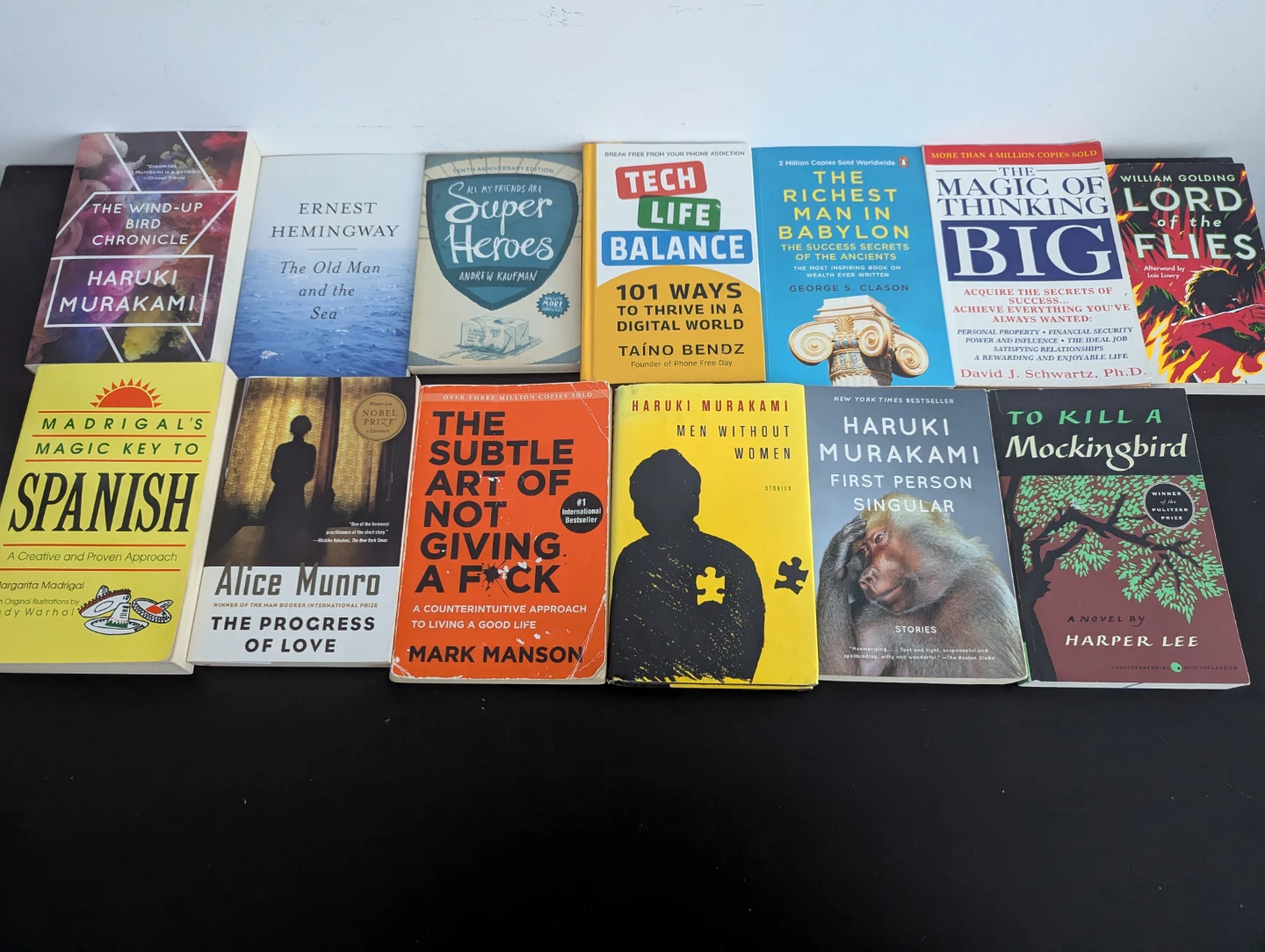 Assorted Books - Haruki Murakami, Ernest Hemingway, and more