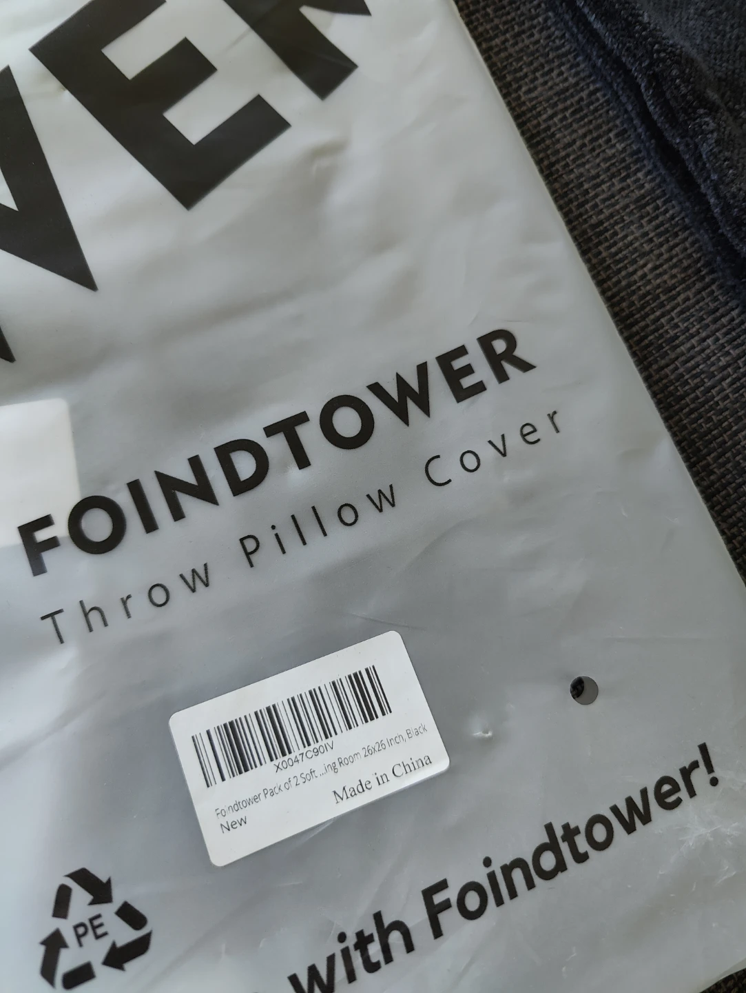 Foindtower Pack of 2 Throw Pillow Covers - 26x26 Inch, Black - photo 3