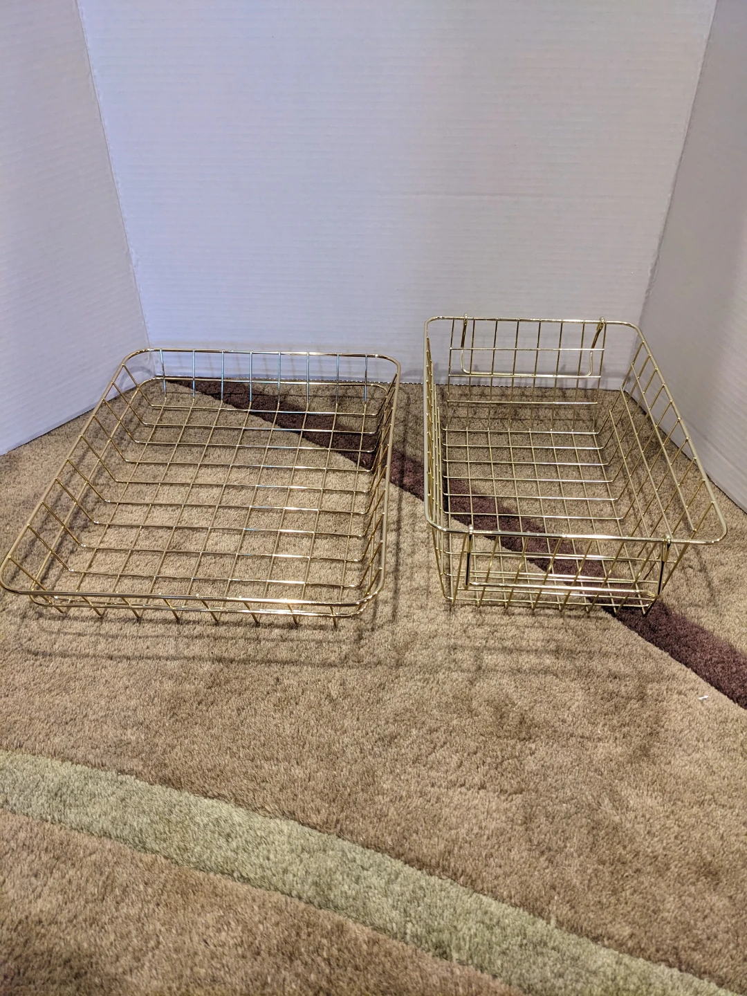 Set of 2 Gold Wire Storage Baskets