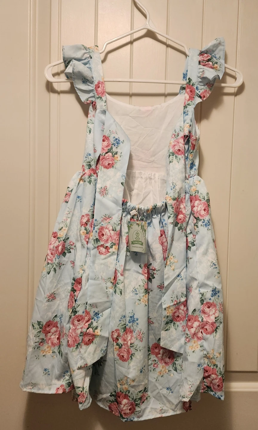 Flofallzique Girls' Blue Floral Dress Size 6 - photo 2