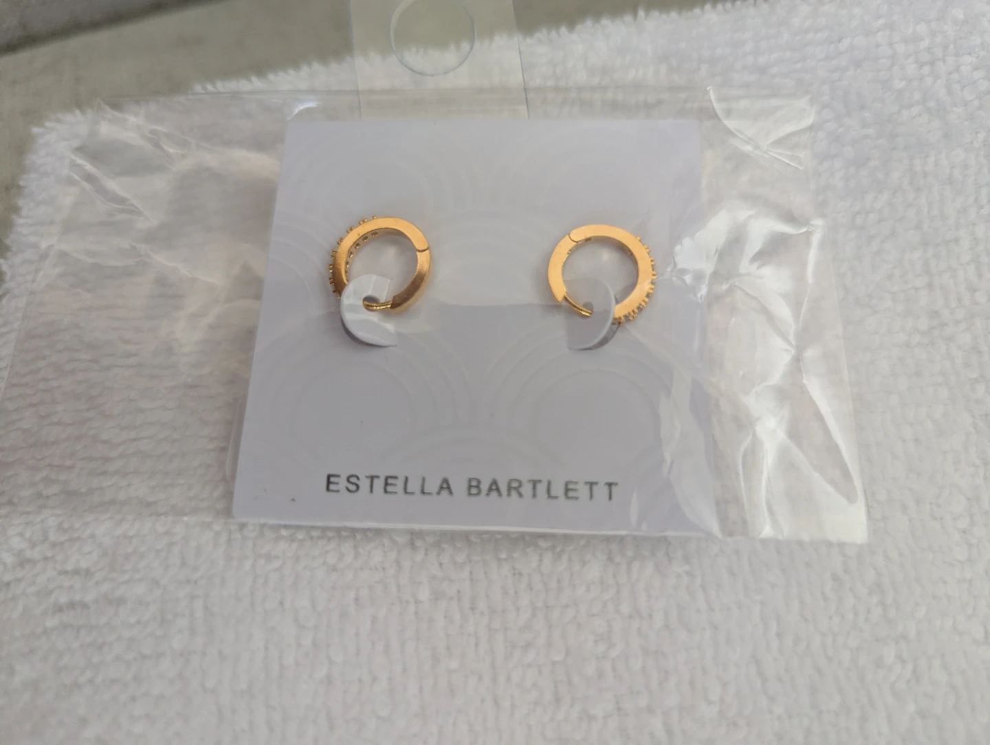 Estella Bartlett Gold Plate Hoop Earrings with White CZ