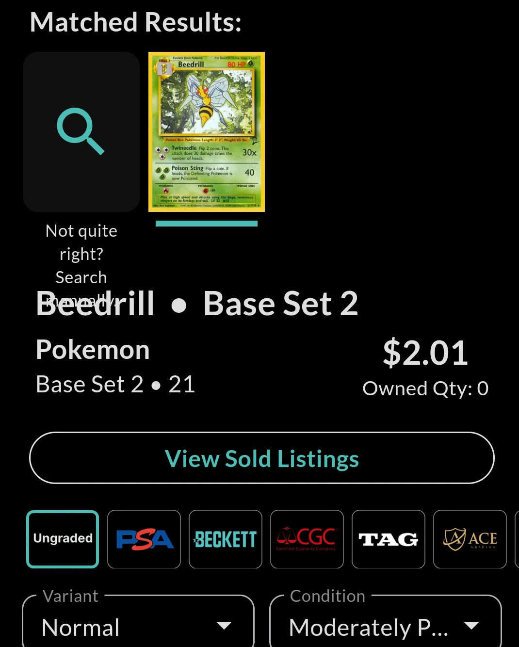 Pokemon Beedrill Base Set 2 Card - photo 3