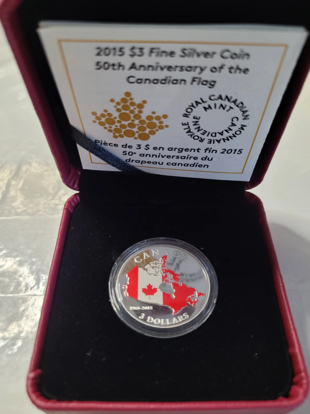 2015 $3 Fine Silver Coin - 50th Anniversary of the Canadian Flag