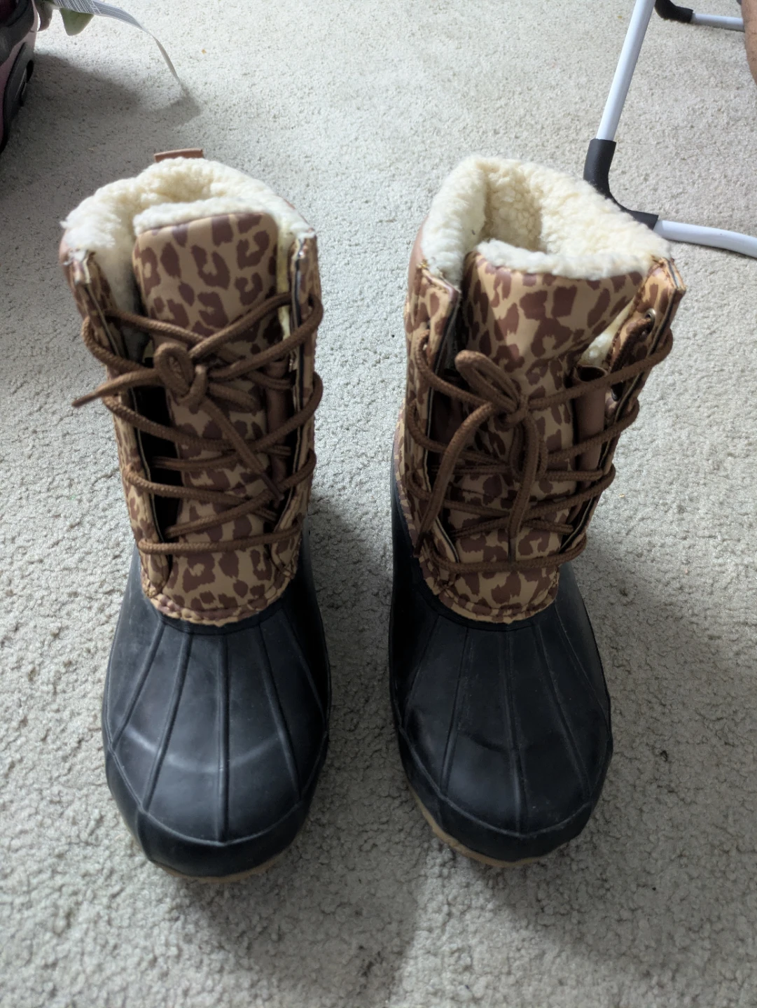 Brown Leopard Print Winter Boots