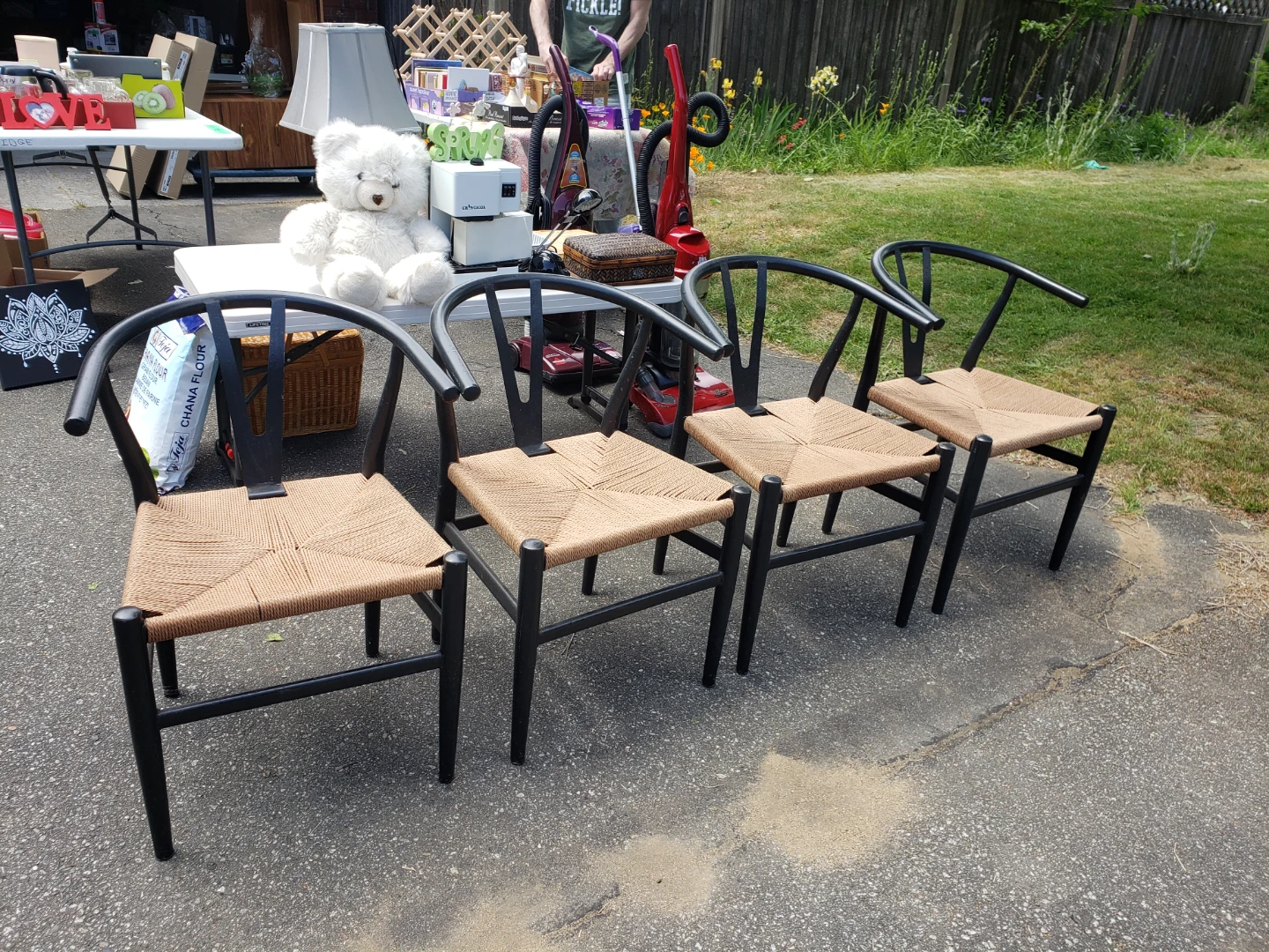 Wishbone Chairs with Natural Woven Seats