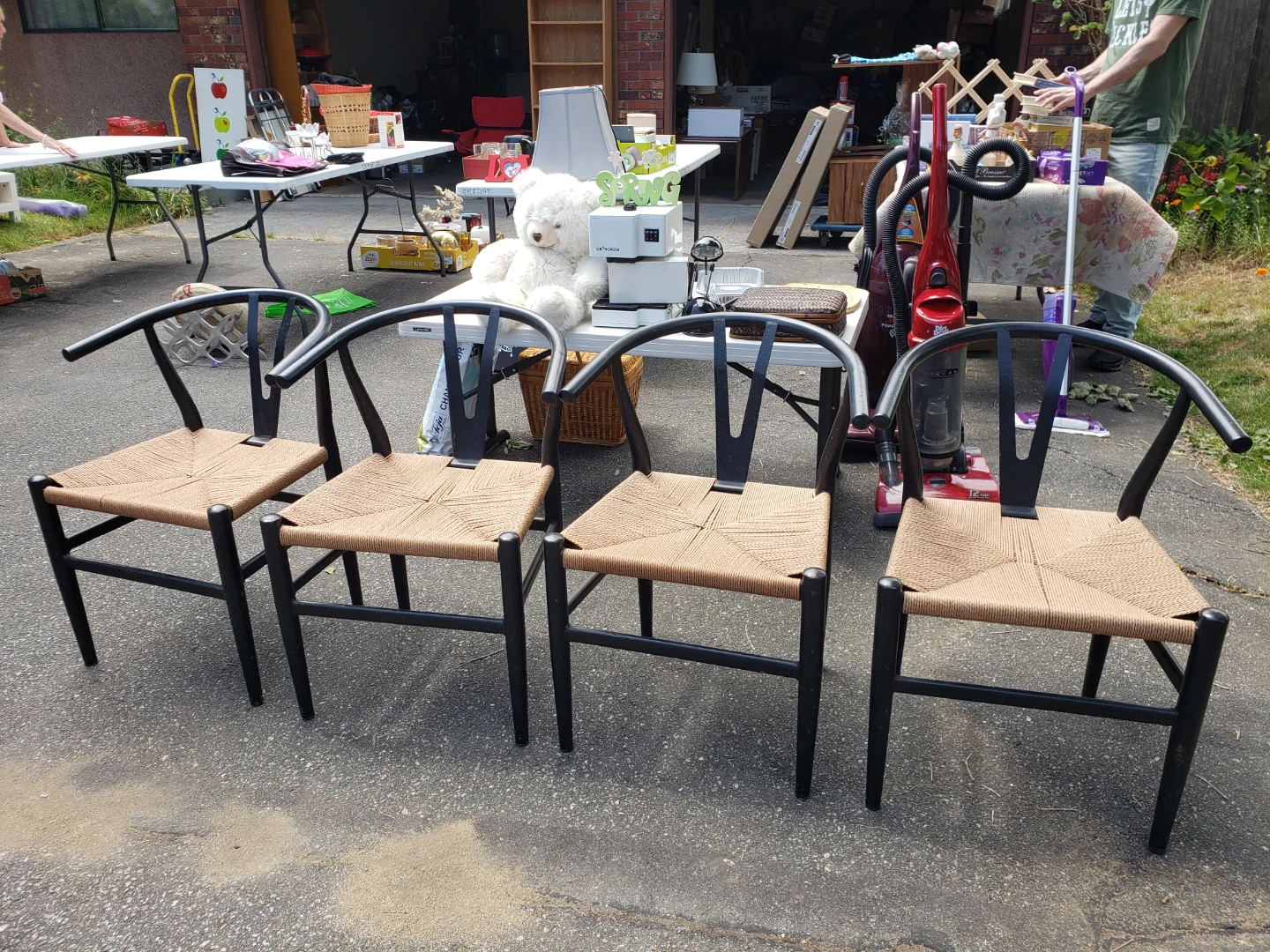 Wishbone Chairs with Natural Woven Seats - photo 2