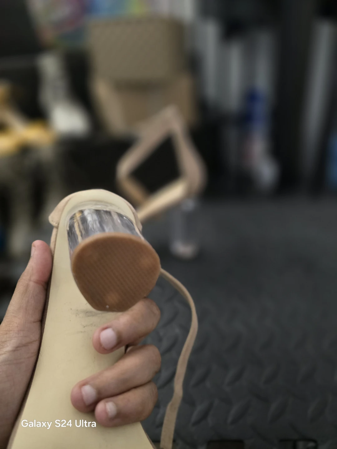 JustFab Nude Suede Clear Block Heel Sandals - photo 4
