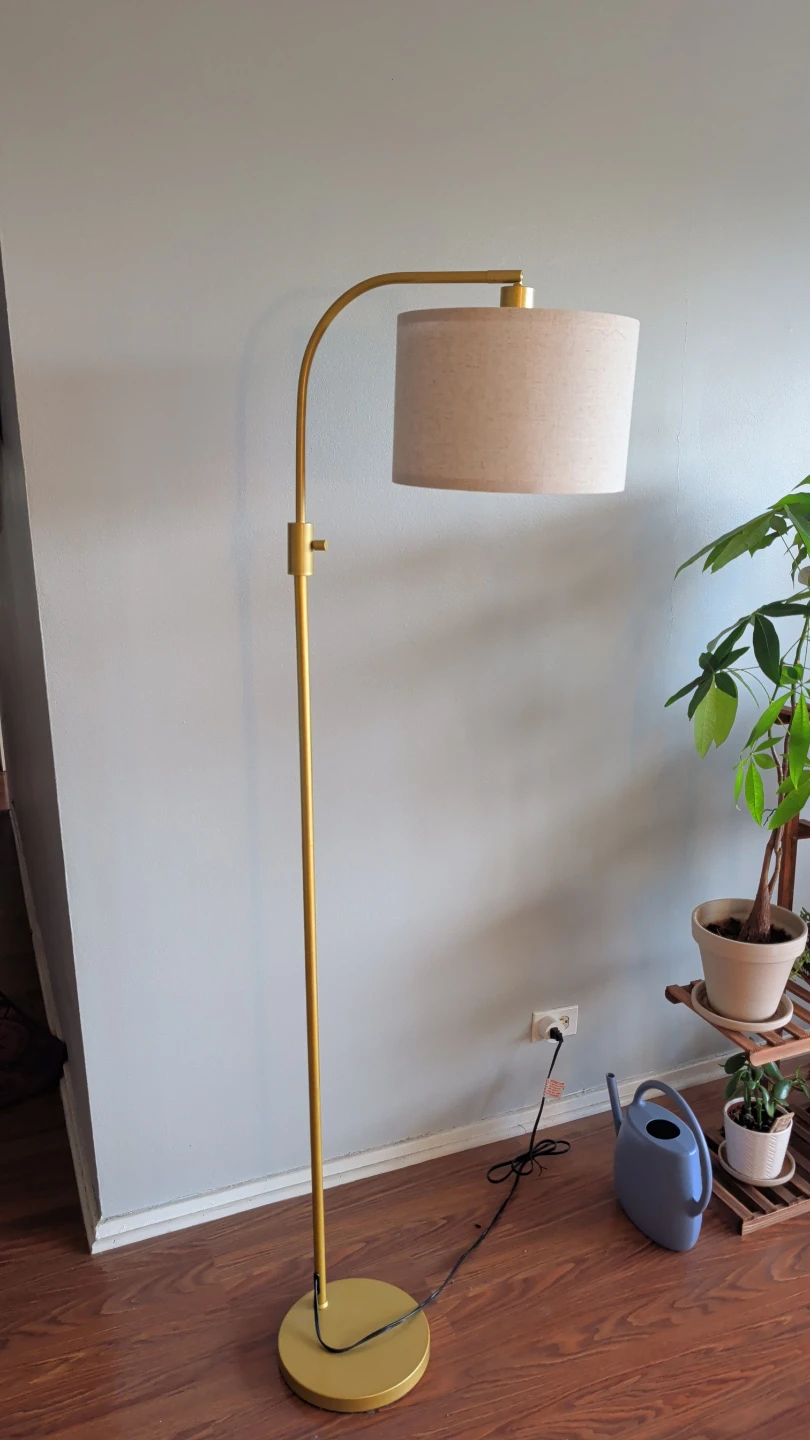 Gold Arc Floor Lamp with Fabric Shade - photo 2