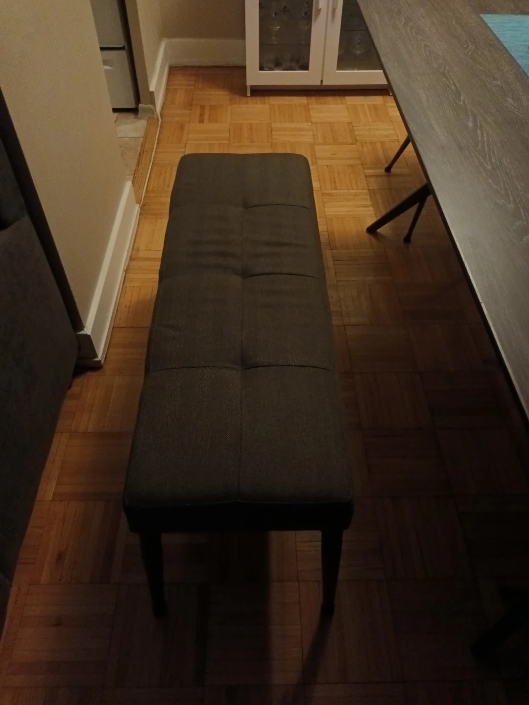 Grey dining room table and chairs and bench - photo 3