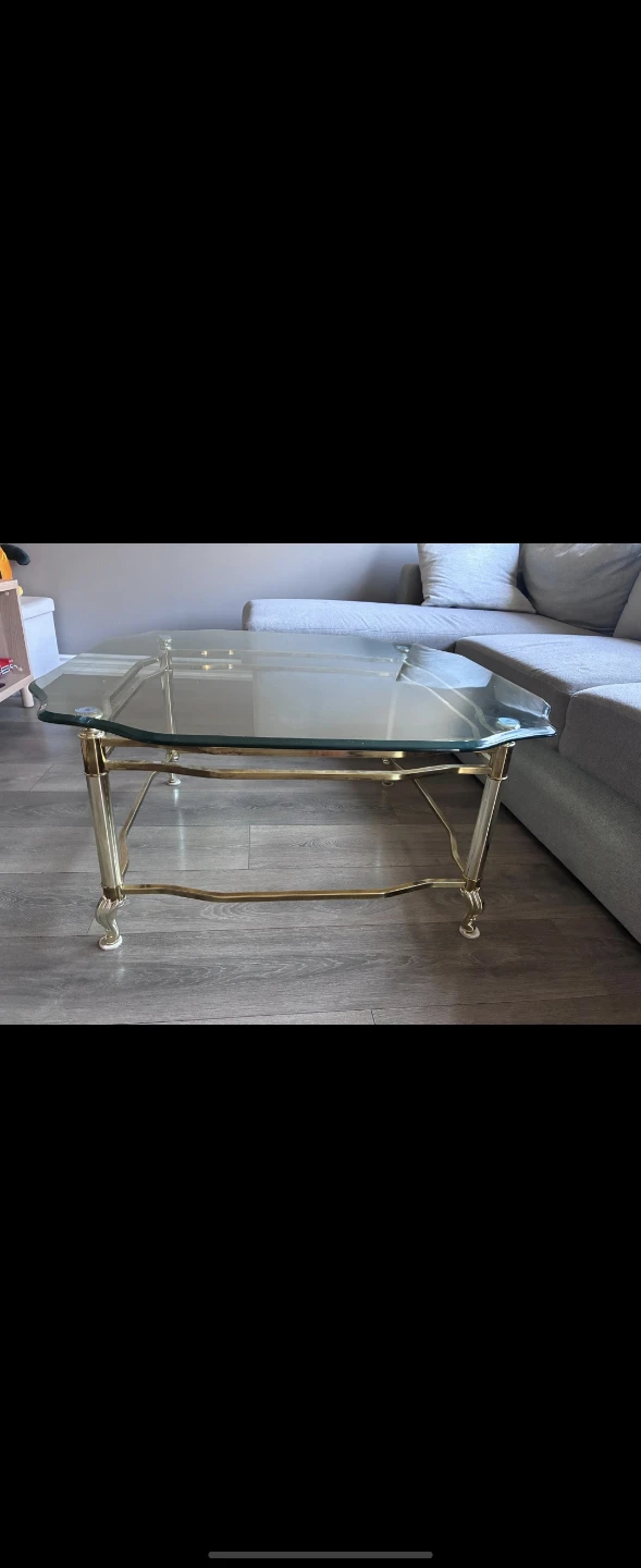 Glass Top Coffee Table with Gold Frame
